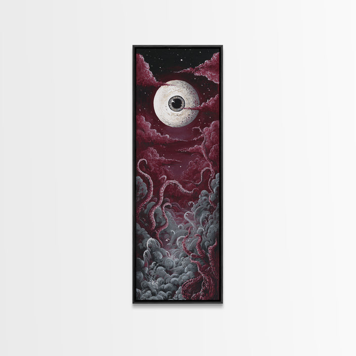The Oracle Of The Glass Depths, Occult Wall Decor, Tall Narrow Wall Art, Framed Canvas Print, Halloween Home Decor, Gothic Wall Art