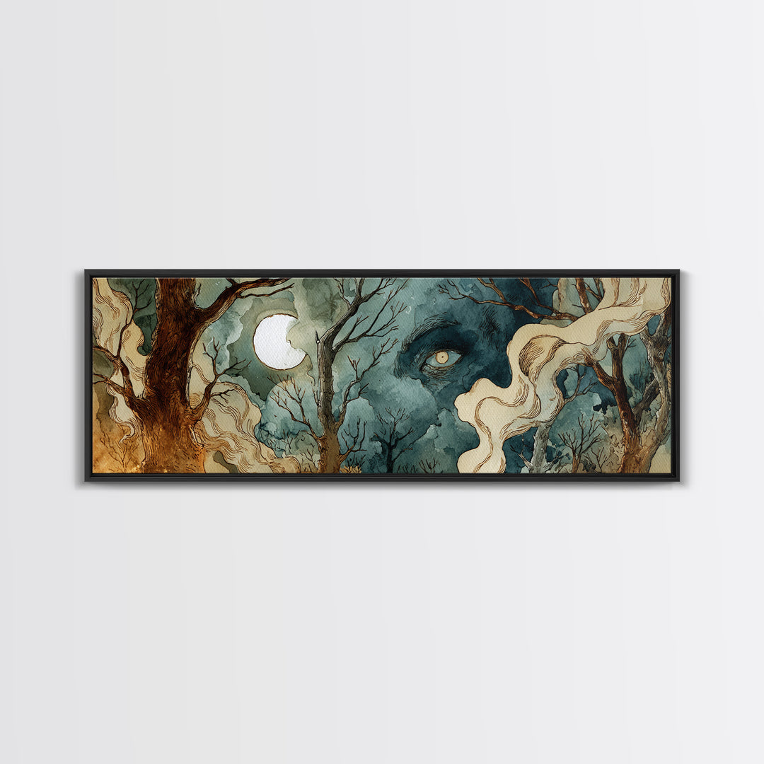 The Sleeper In The Birch Grove, Gothic Home Decor, Extra Wide Wall Art, Canvas Print, Halloween Home Decor, Gothic Wall Art