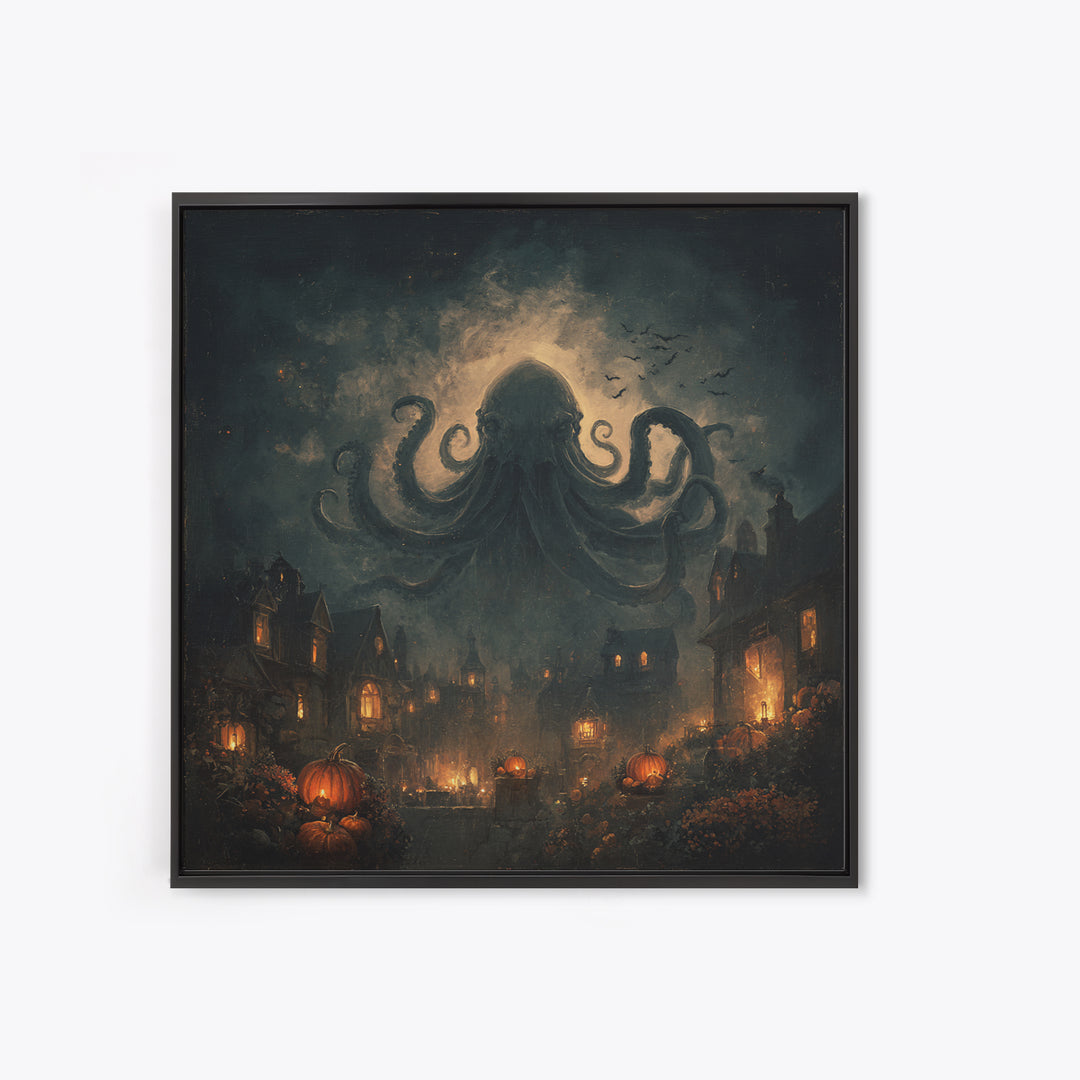 The Crown Of The Tentacled Saint, Halloween Wall Art, Square Wall Art, Framed Canvas Print, Halloween Home Decor, Gothic Wall Art