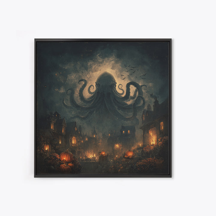 The Crown Of The Tentacled Saint, Halloween Wall Art, Square Wall Art, Framed Canvas Print, Halloween Home Decor, Gothic Wall Art