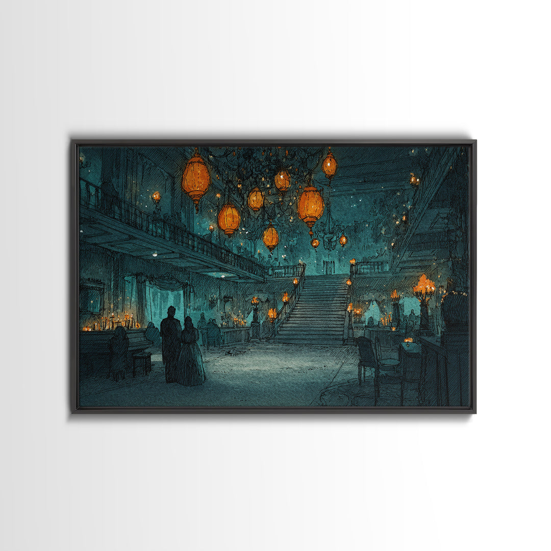 The Ballroom Of Silent Shoggoths, Cosmic Horror Decor, Landscape Wall Art, Canvas Print, Halloween Home Decor, Gothic Wall Art