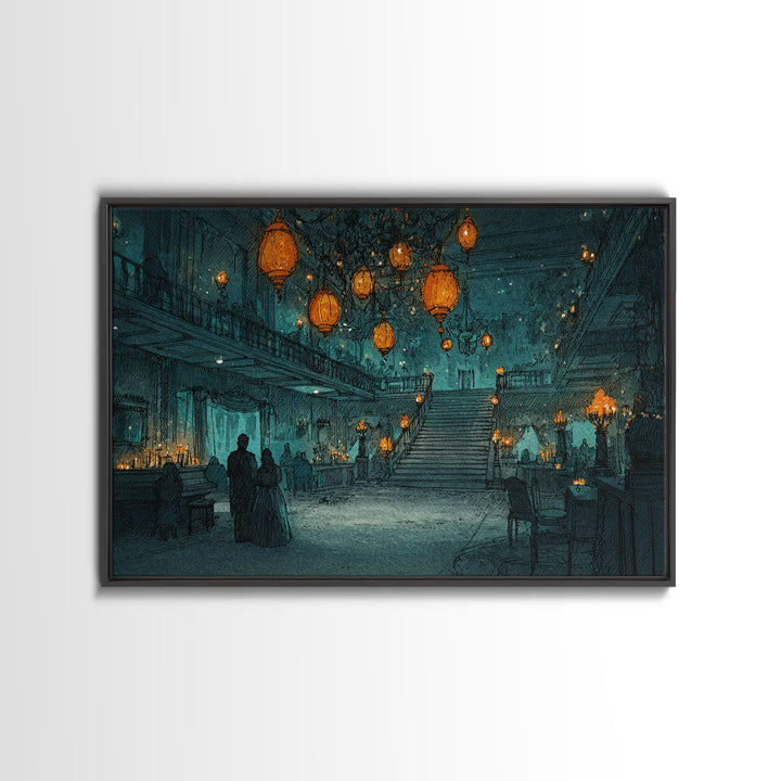 The Ballroom Of Silent Shoggoths, Cosmic Horror Decor, Landscape Wall Art, Canvas Print, Halloween Home Decor, Gothic Wall Art