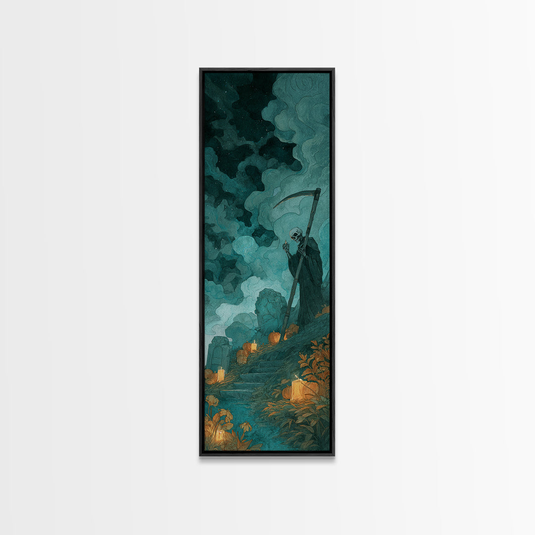 The Grave Gardener Of Yuggoth, Dark Fantasy Wall Art, Tall Narrow Wall Art, Canvas Print, Halloween Home Decor, Gothic Wall Art