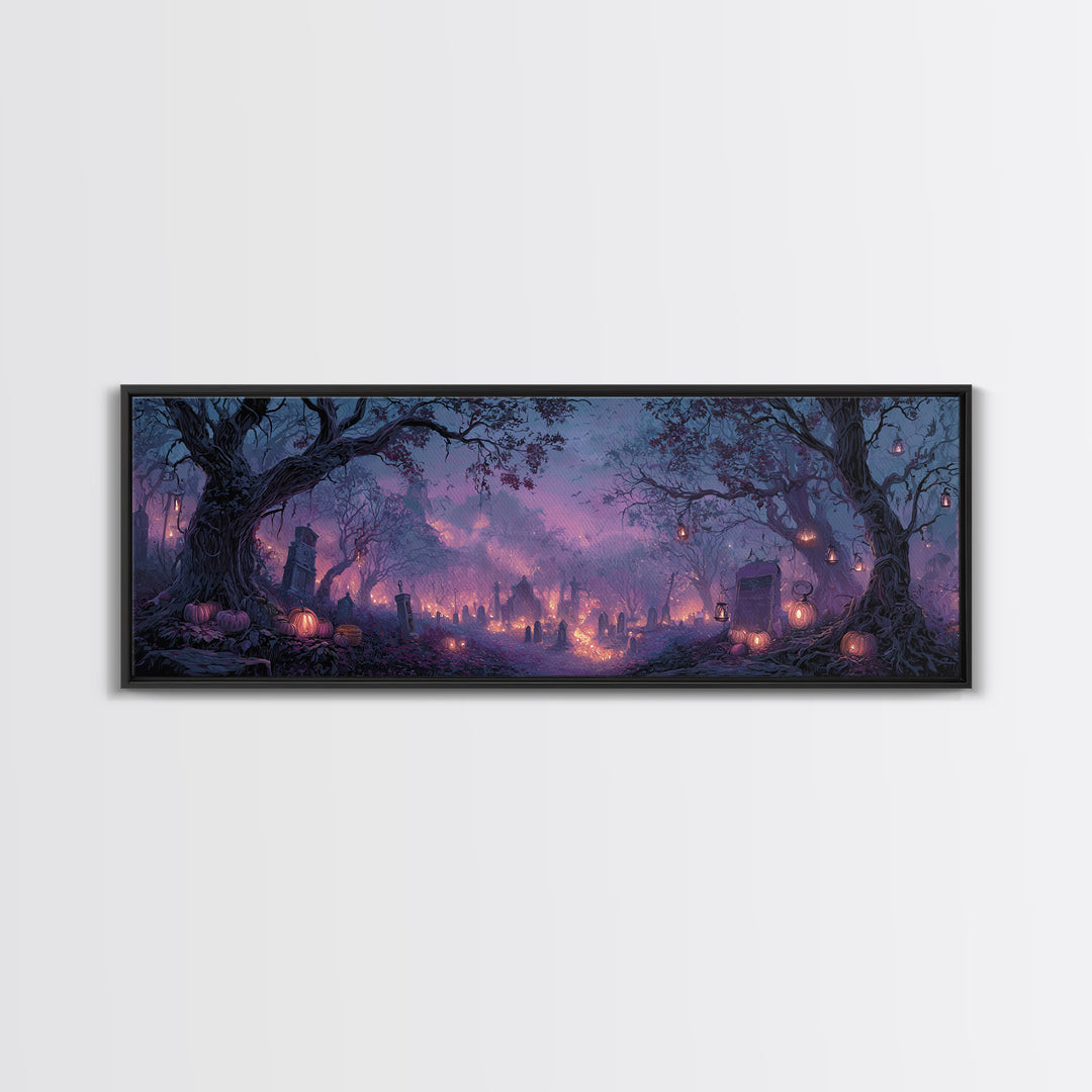 The Lantern Market Beyond The Veil, Macabre Halloween Art, Extra Wide Wall Art, Canvas Print, Halloween Home Decor, Gothic Wall Art