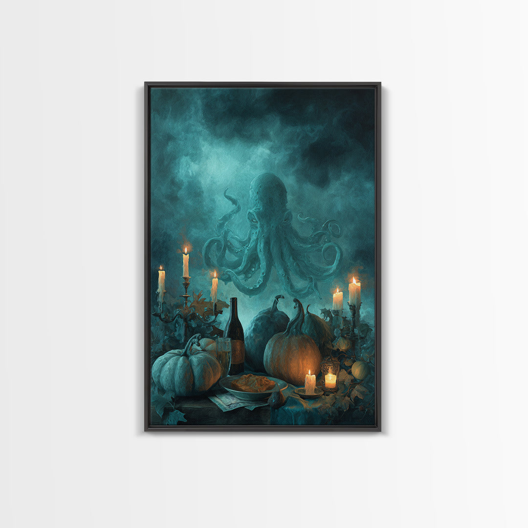 The Salt King Of The Black Shore, Lovecraftian Wall Art, Vertical Wall Art, Framed Canvas Print, Halloween Home Decor, Gothic Wall Art
