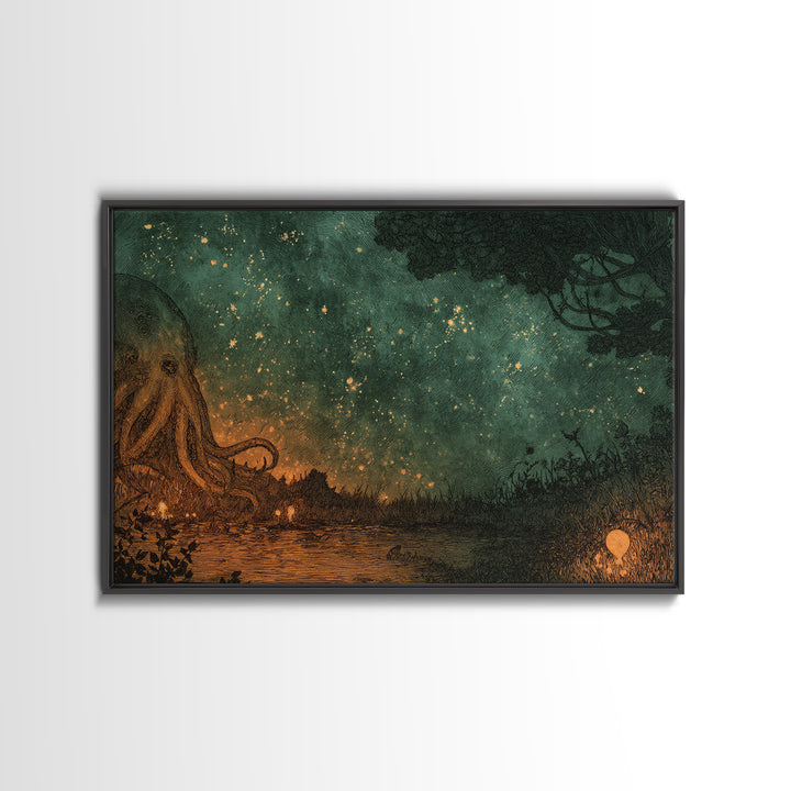 The Salt King Of The Black Shore, Dark Fantasy Wall Art, Landscape Wall Art, Framed Canvas Print, Halloween Home Decor, Gothic Wall Art