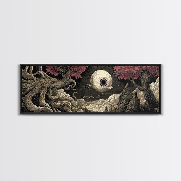 The Salt King Of The Black Shore, Cosmic Horror Decor, Extra Wide Wall Art, Canvas Print, Halloween Home Decor, Gothic Wall Art