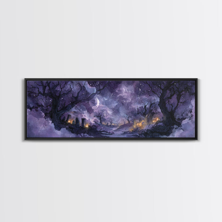 The Dreamwell Beneath Miskatonic, Cosmic Horror Decor, Extra Wide Wall Art, Framed Canvas Print, Halloween Home Decor, Gothic Wall Art