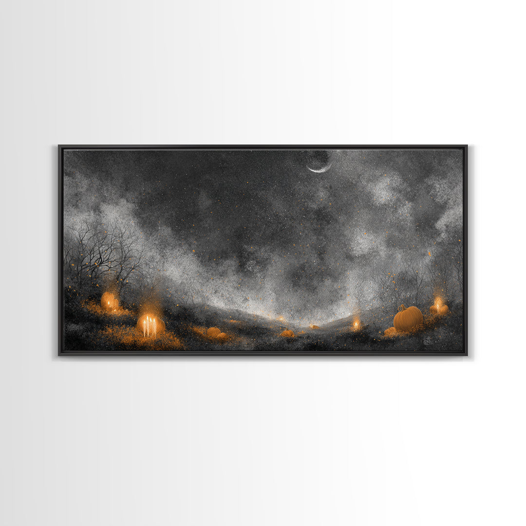 The Frost Beyond Carcosa, Halloween Wall Art, Wide Panoramic Art, Framed Canvas Print, Halloween Home Decor, Gothic Wall Art