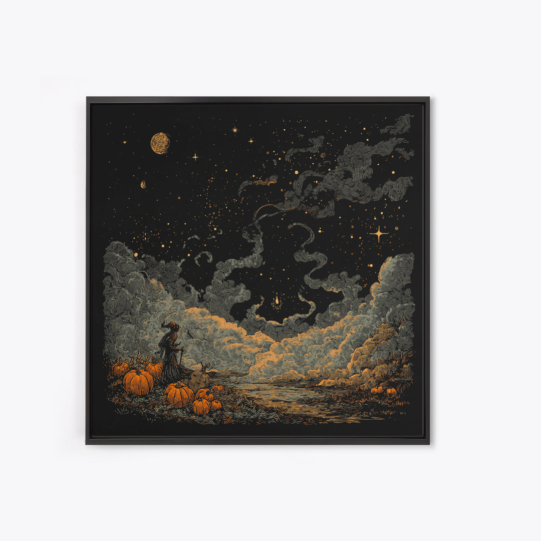 The Seamstress Of Living Nebulae, Cosmic Horror Decor, Square Wall Art, Framed Canvas Print, Halloween Home Decor, Gothic Wall Art