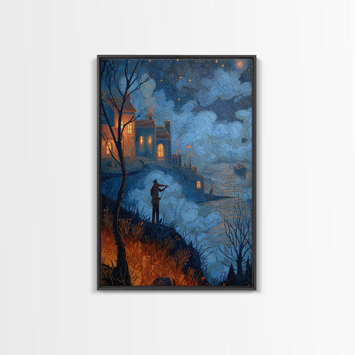 The Violinist Of The Drowned Moon, Lovecraftian Wall Art, Vertical Wall Art, Canvas Print, Halloween Home Decor, Gothic Wall Art