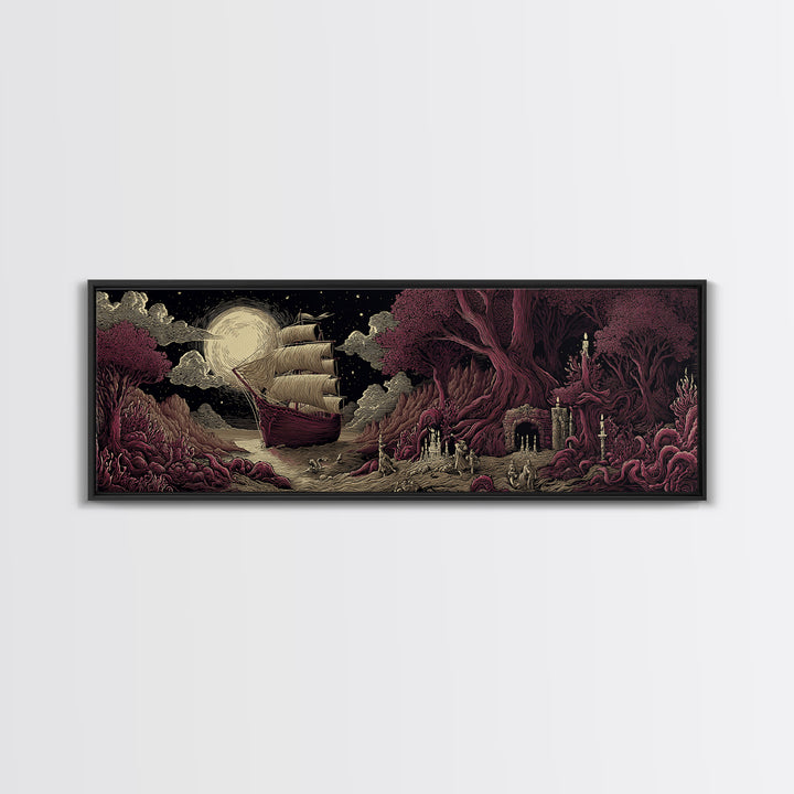 The Candelit Ark Of Forgotten Stars, Cosmic Horror Decor, Extra Wide Wall Art, Canvas Print, Halloween Home Decor, Gothic Wall Art