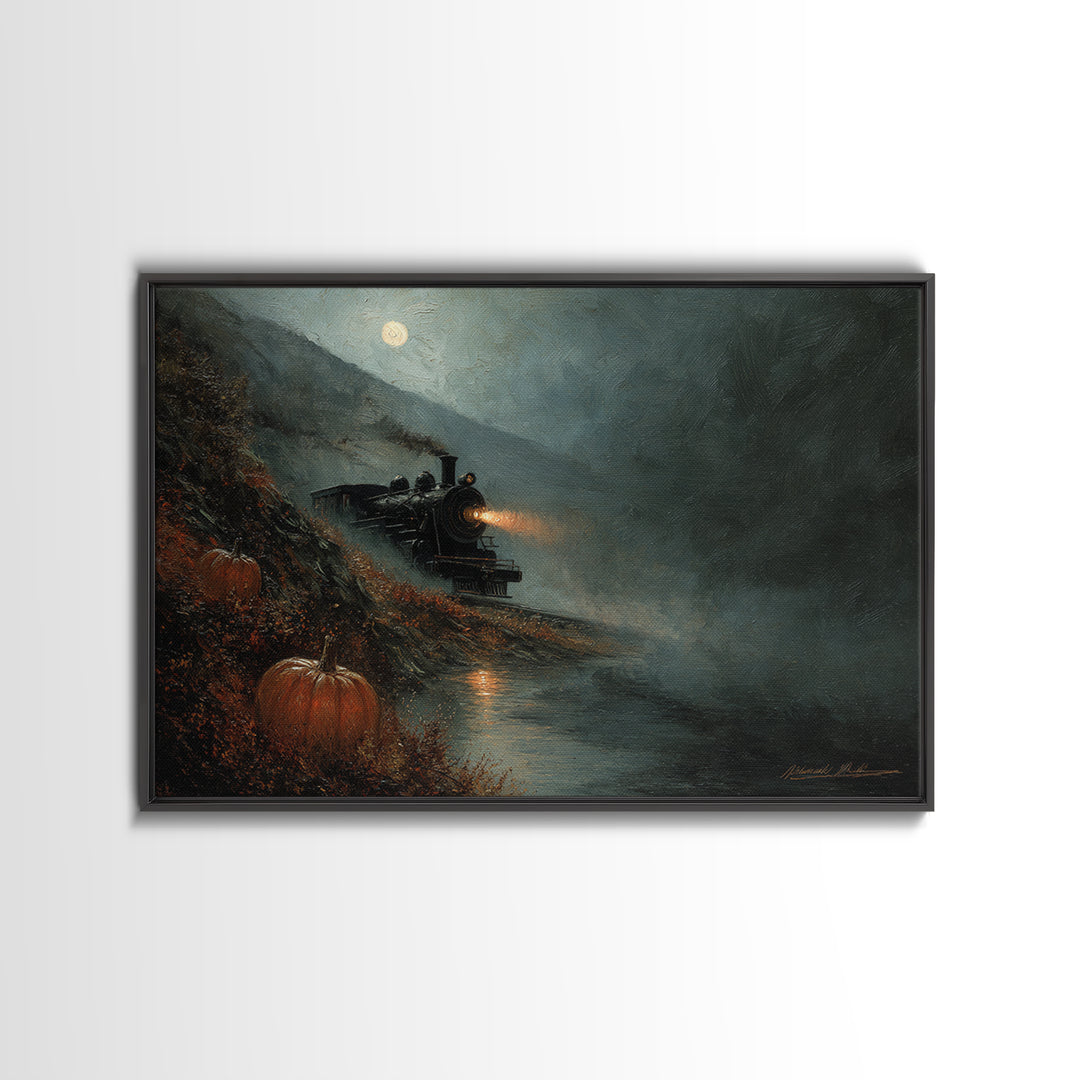 The Phantom Train To Kadath, Spooky Wall Decor, Landscape Wall Art, Canvas Print, Halloween Home Decor, Gothic Wall Art, Halloween Wall Art