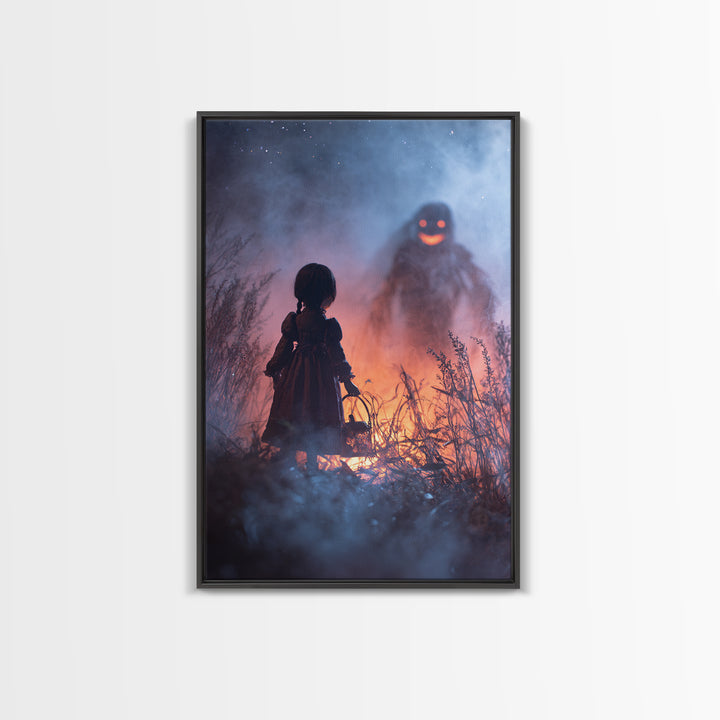 The Doll From Beyond The Void, Occult Wall Decor, Vertical Wall Art, Framed Canvas Print, Halloween Home Decor, Gothic Wall Art