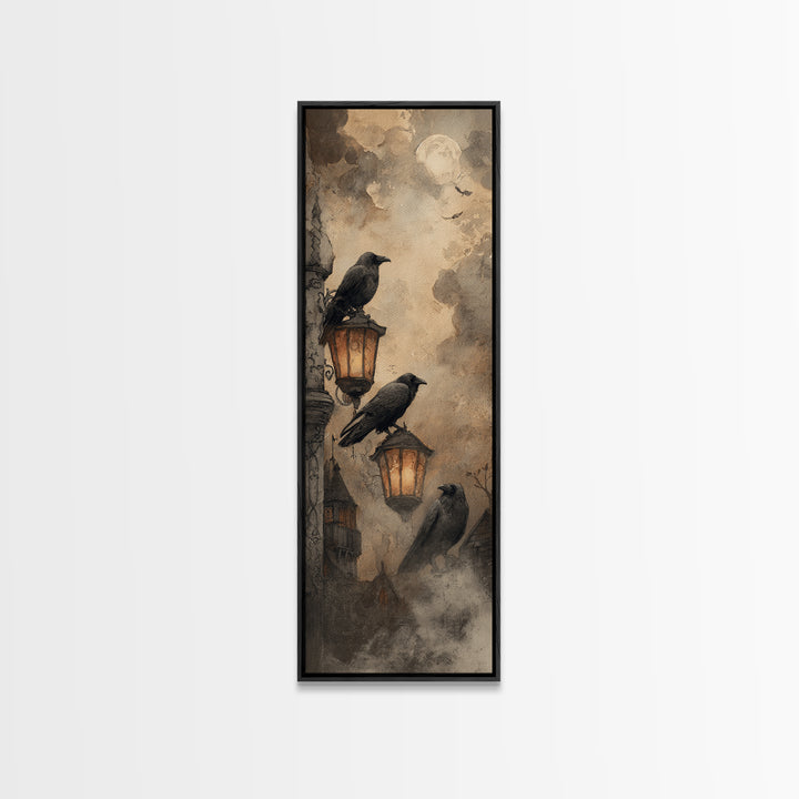 The Raven Sermon Of Leng, Occult Wall Decor, Tall Narrow Wall Art, Canvas Print, Halloween Home Decor, Gothic Wall Art, Halloween Decor