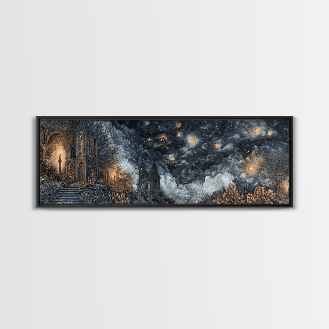 The Apothecary Of Black Seashell Dreams, Halloween Wall Art, Extra Wide Wall Art, Canvas Print, Halloween Home Decor, Gothic Wall Art