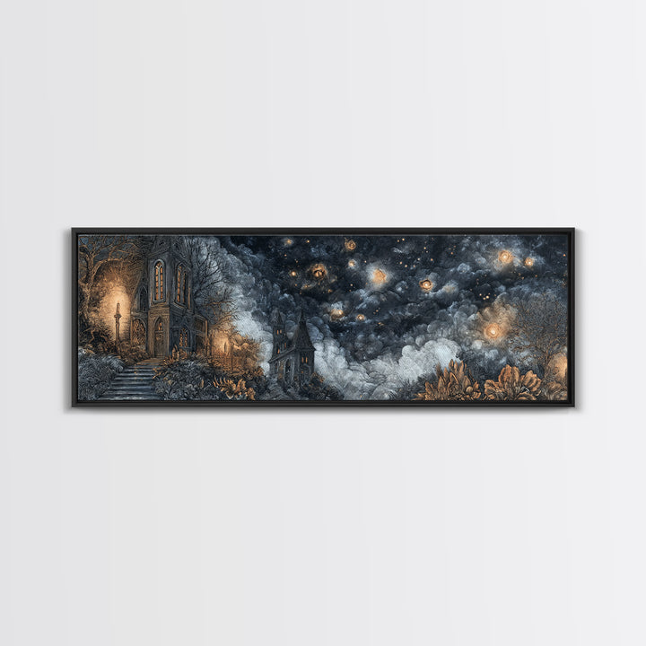 The Apothecary Of Black Seashell Dreams, Halloween Wall Art, Extra Wide Wall Art, Canvas Print, Halloween Home Decor, Gothic Wall Art