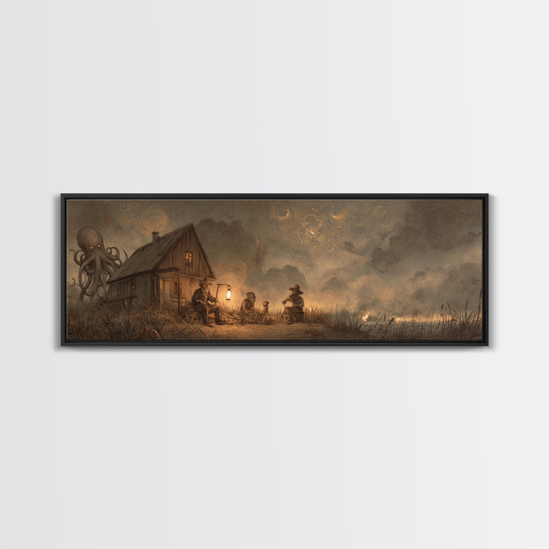 The Festival Of The Little Old Ones, Occult Wall Decor, Extra Wide Wall Art, Canvas Print, Halloween Home Decor, Gothic Wall Art
