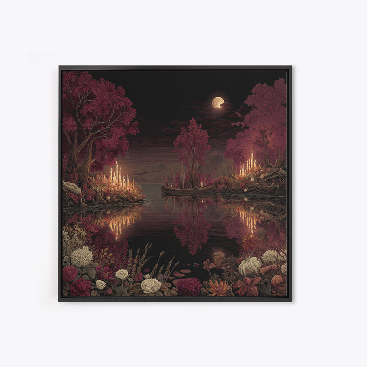 The Mirror Lake Of Lost Constellations, Halloween Wall Art, Square Wall Art, Framed Canvas Print, Halloween Home Decor, Gothic Wall Art