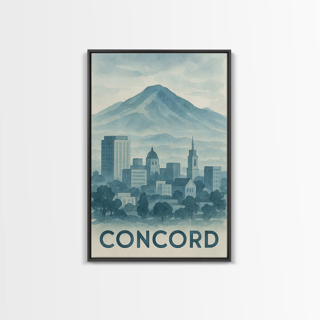 Concord Travel Poster, Canvas Print, Painted Travel Poster Art, Concord City Art, Travel Wall Decor, Fine Art Print, City Art Print