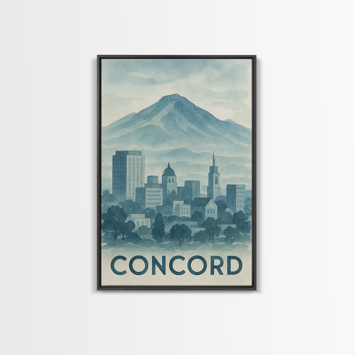 Concord Travel Poster, Canvas Print, Painted Travel Poster Art, Concord City Art, Travel Wall Decor, Fine Art Print, City Art Print