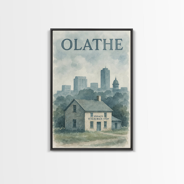 Olathe Travel Poster, Canvas Print, Painted Travel Poster Art, Olathe Travel Art, City Illustration, Travel Art Print, Home Office Decor