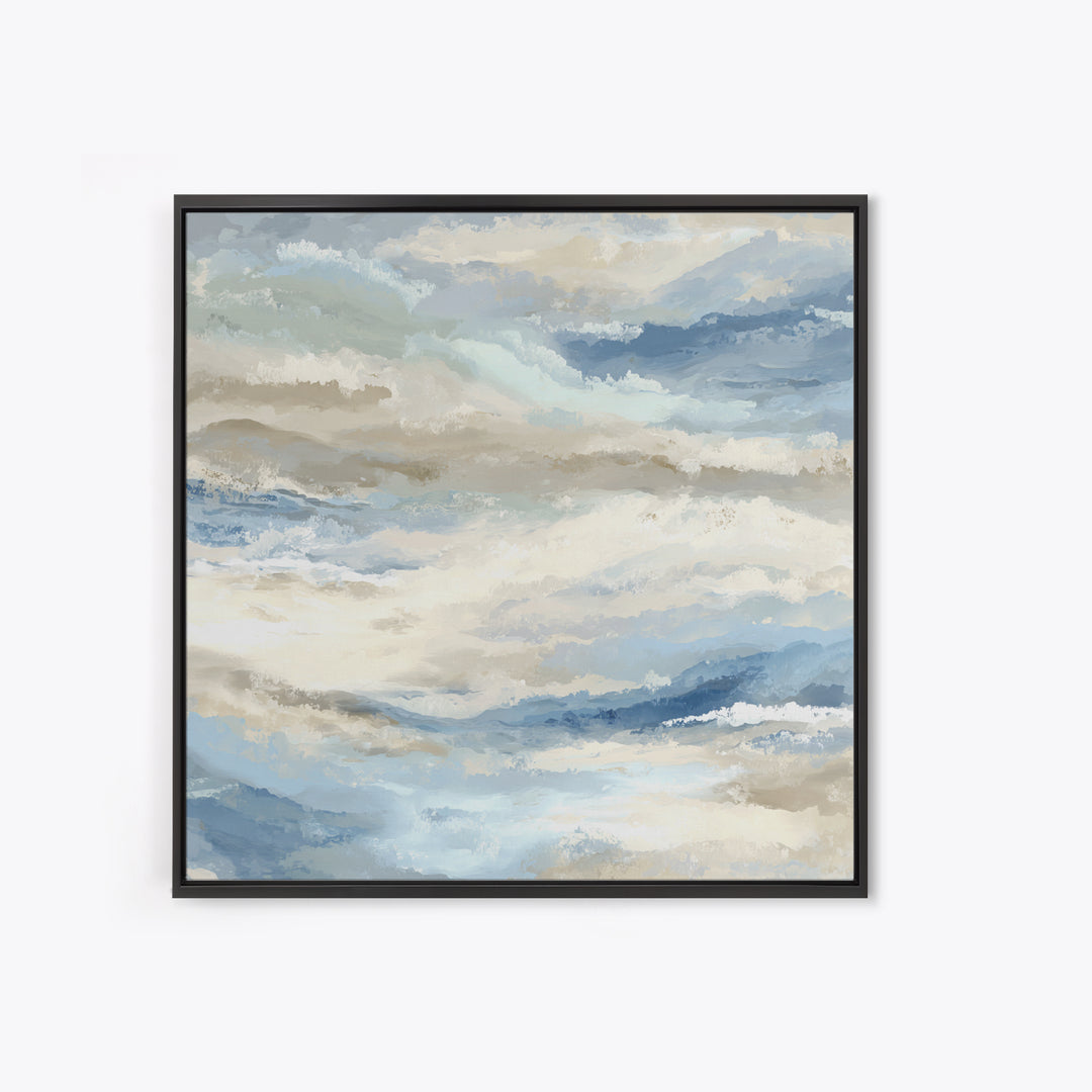 Soft Abstract Waves Framed Canvas Print, Waiting Room Art, Office Art, Waiting Room Decor, Fine Art, Calm, Gallery Decor, WRA-1x1-2