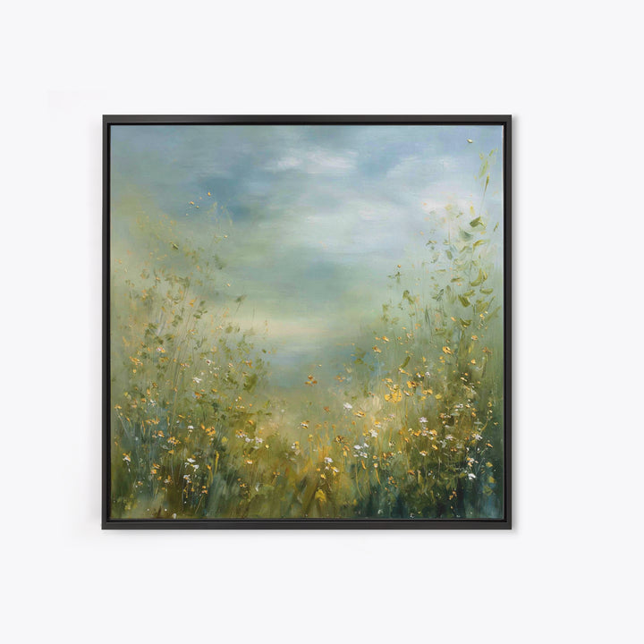 Sunlit Meadow with Wildflowers Framed Canvas Print, Waiting Room Art, Gallery Decor, Waiting Room Decor, Fine Art, Calm, WRA-1x1-32