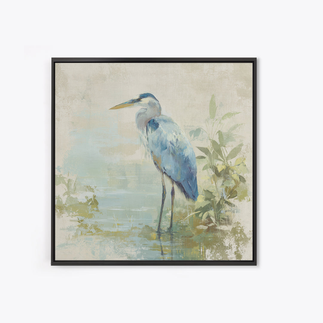 Blue Heron in Quiet Marsh Canvas Print, Waiting Room Art, Printable Art, Waiting Room Decor, Watercolor Art, Calm, WRA-1x1-36