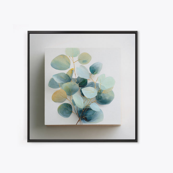 Clean Eucalyptus Leaf Study Framed Canvas Print, Waiting Room Art, Gallery Decor, Waiting Room Decor, Oil Painting, Calm, WRA-1x1-41