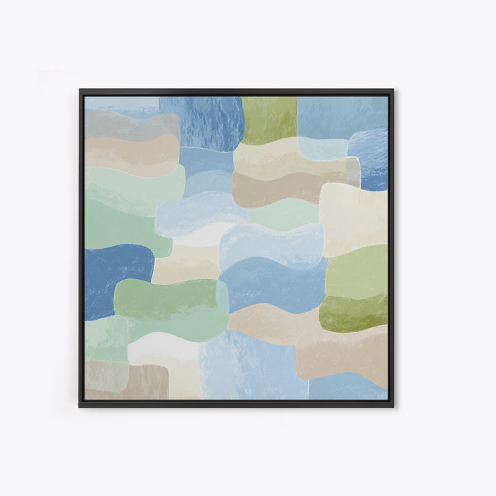 Pastel Rainbow Shapes for Pediatric Spaces Framed Canvas Print, Waiting Room Art, Dental Wall Art, Waiting Room Decor, Calm, WRA-1x1-42