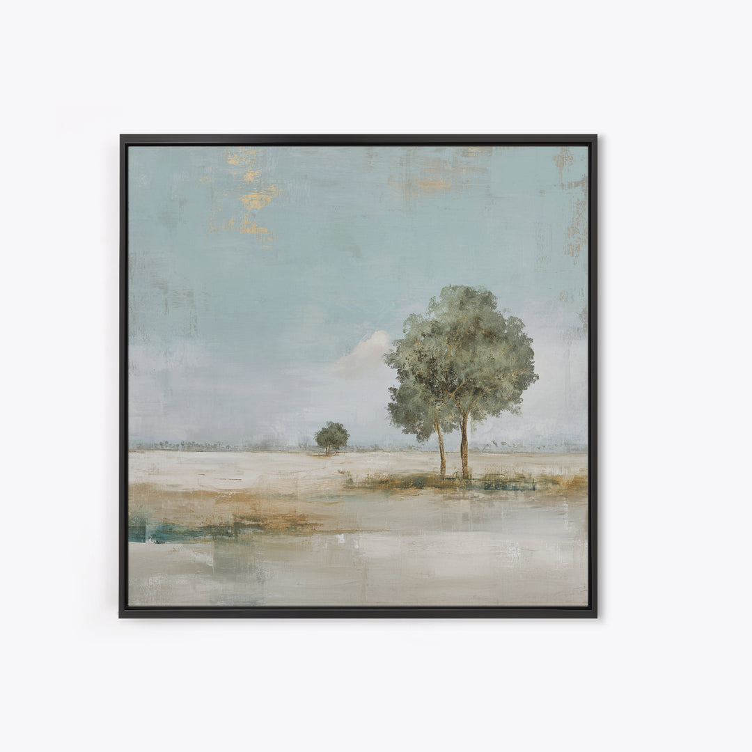 Open Field with Distant Tree Framed Canvas Print, Waiting Room Art, Bauhaus Print, Waiting Room Decor, Fine Art, Calm, WRA-1x1-47
