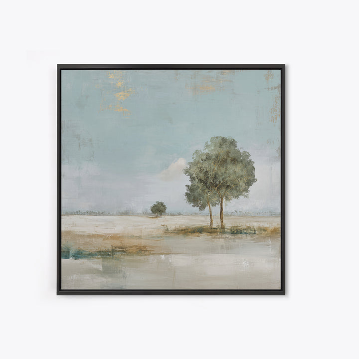 Open Field with Distant Tree Framed Canvas Print, Waiting Room Art, Bauhaus Print, Waiting Room Decor, Fine Art, Calm, WRA-1x1-47