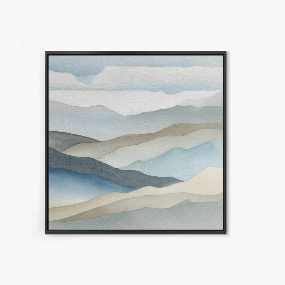 Simple Mountain Layers Framed Canvas Print, Waiting Room Art, Dental Office Decor, Waiting Room Decor, Fine Art, Calm, WRA-1x1-62