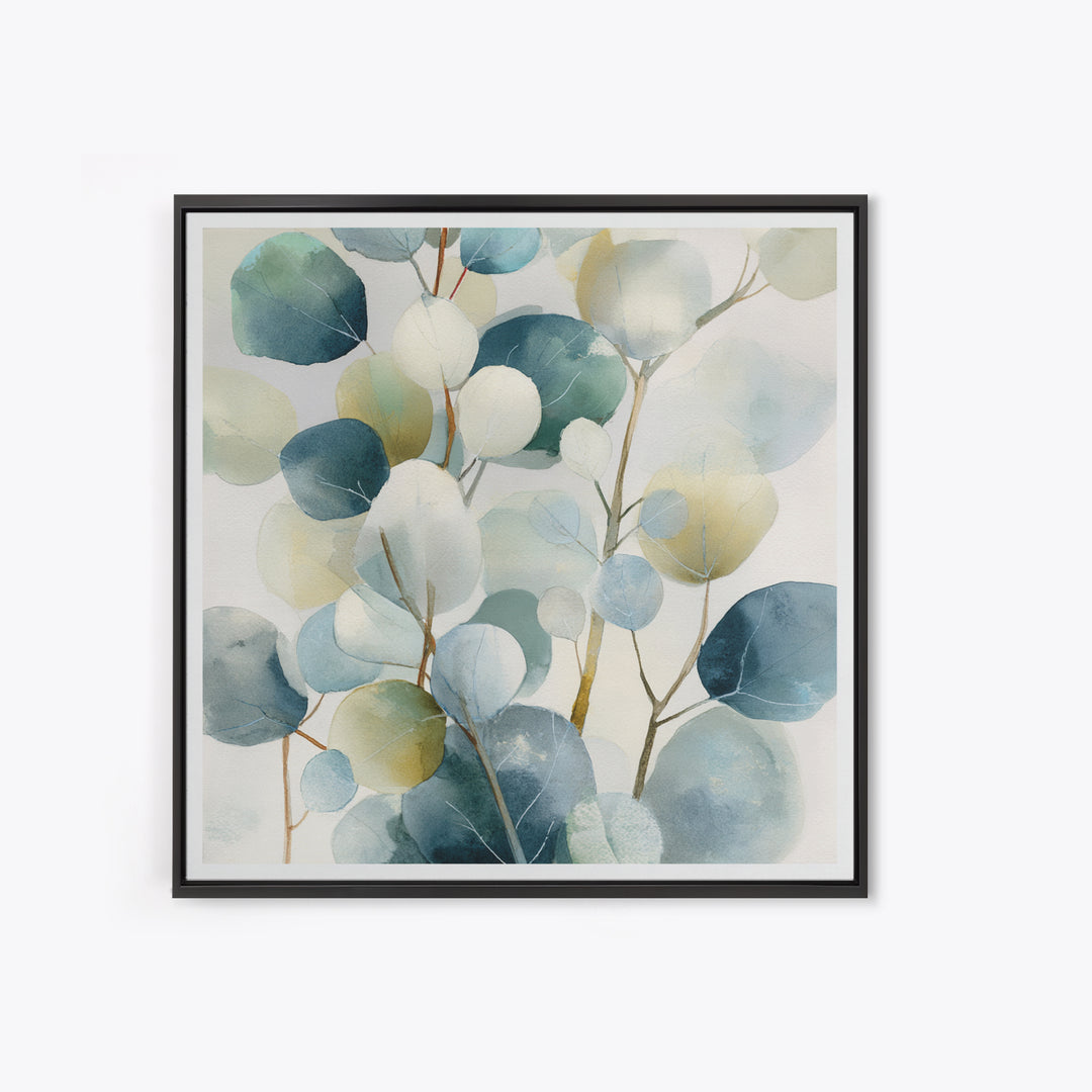 Clean Eucalyptus Leaf Study Framed Canvas Print, Waiting Room Art, Gallery Decor, Waiting Room Decor, Oil Painting, Calm, WRA-1x1-65