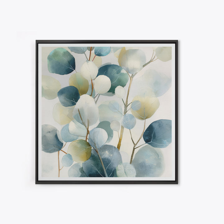 Clean Eucalyptus Leaf Study Framed Canvas Print, Waiting Room Art, Gallery Decor, Waiting Room Decor, Oil Painting, Calm, WRA-1x1-65