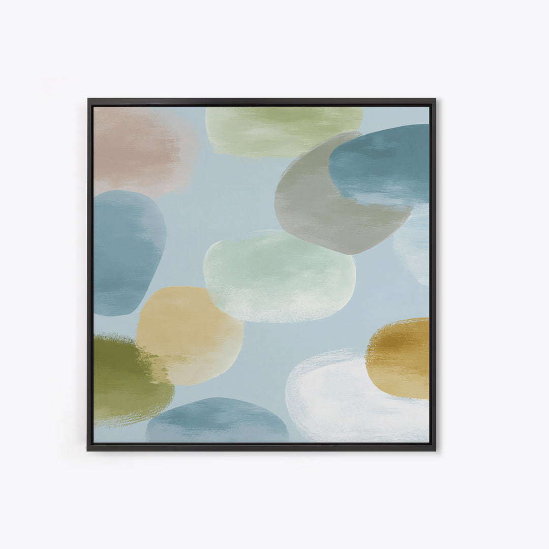 Pastel Rainbow Shapes for Pediatric Spaces Framed Canvas Print, Waiting Room Art, Dental Wall Art, Waiting Room Decor, Calm, WRA-1x1-66