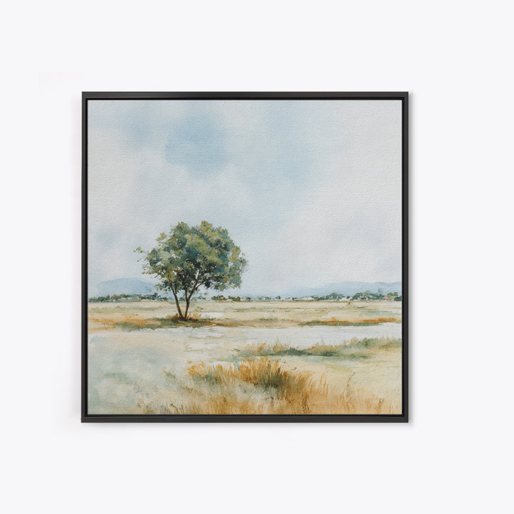 Open Field with Distant Tree Framed Canvas Print, Waiting Room Art, Therapy Office Decor, Waiting Room Decor, Fine Art, Calm, WRA-1x1-71