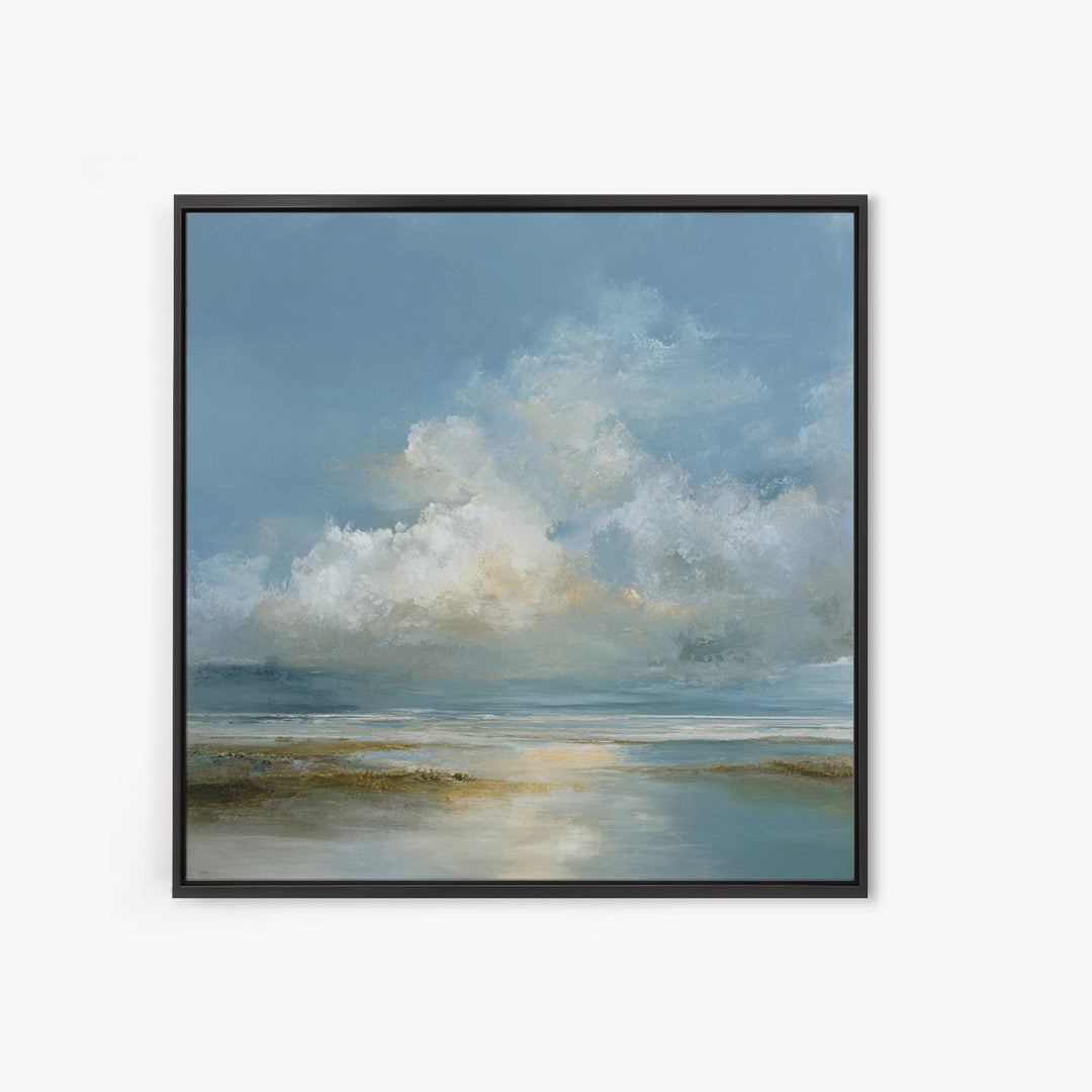 Large Cloudscape with Hopeful Light Framed Canvas Print, Waiting Room Art, Textured Painting, Waiting Room Decor, Calm, WRA-1x1-88
