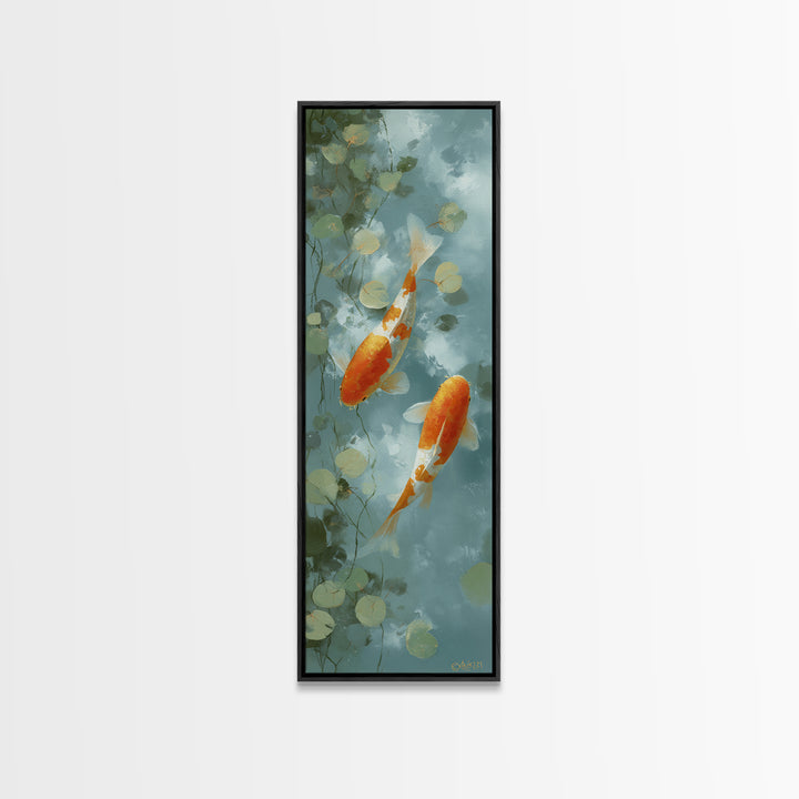 Gentle Koi Fish Canvas Print, Waiting Room Art, Landscape, Waiting Room Decor, Fine Art, Calm, Neutral Decor, Modern Decor, WRA-1x3-10