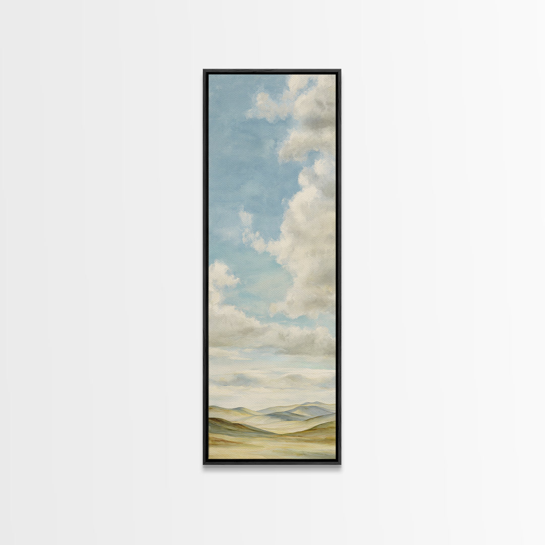 Calming Landscape with Open Sky and Gentle Canvas Print, Waiting Room Art, Statement Artwork, Waiting Room Decor, Oil Painting, WRA-1x3-13