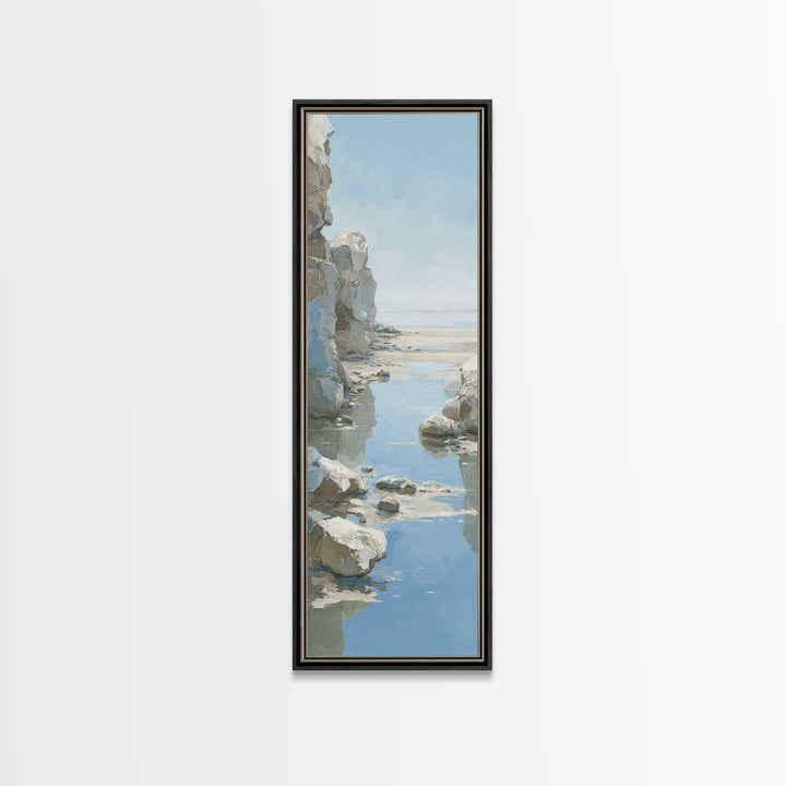 Coastal Horizon with Pale Sand and Water Canvas Print, Waiting Room Art, Gallery Decor, Waiting Room Decor, Fine Art, Calm, WRA-1x3-21