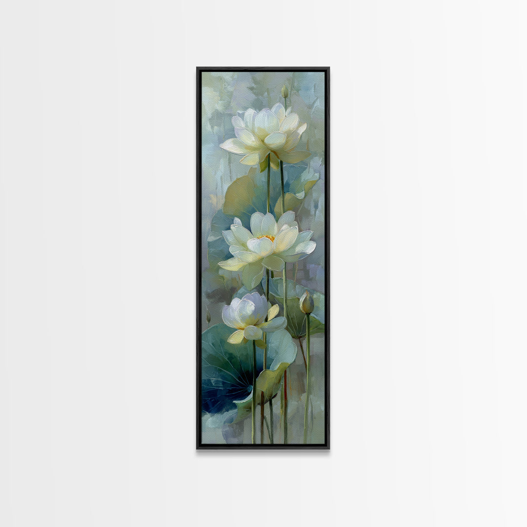 Lotus Flower on Still Water Canvas Print, Waiting Room Art, Printable Wall Art, Waiting Room Decor, Watercolor Art, Calm, WRA-1x3-27