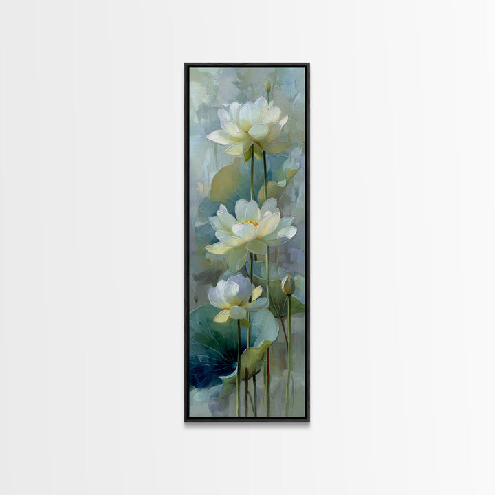 Lotus Flower on Still Water Canvas Print, Waiting Room Art, Printable Wall Art, Waiting Room Decor, Watercolor Art, Calm, WRA-1x3-27
