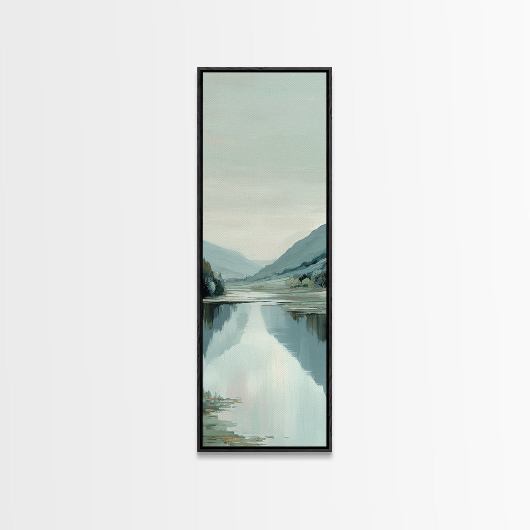 Peaceful Lake Reflection at Dawn Canvas Print, Waiting Room Art, Printable Wall Art, Waiting Room Decor, Oil Painting, Calm, WRA-1x3-40