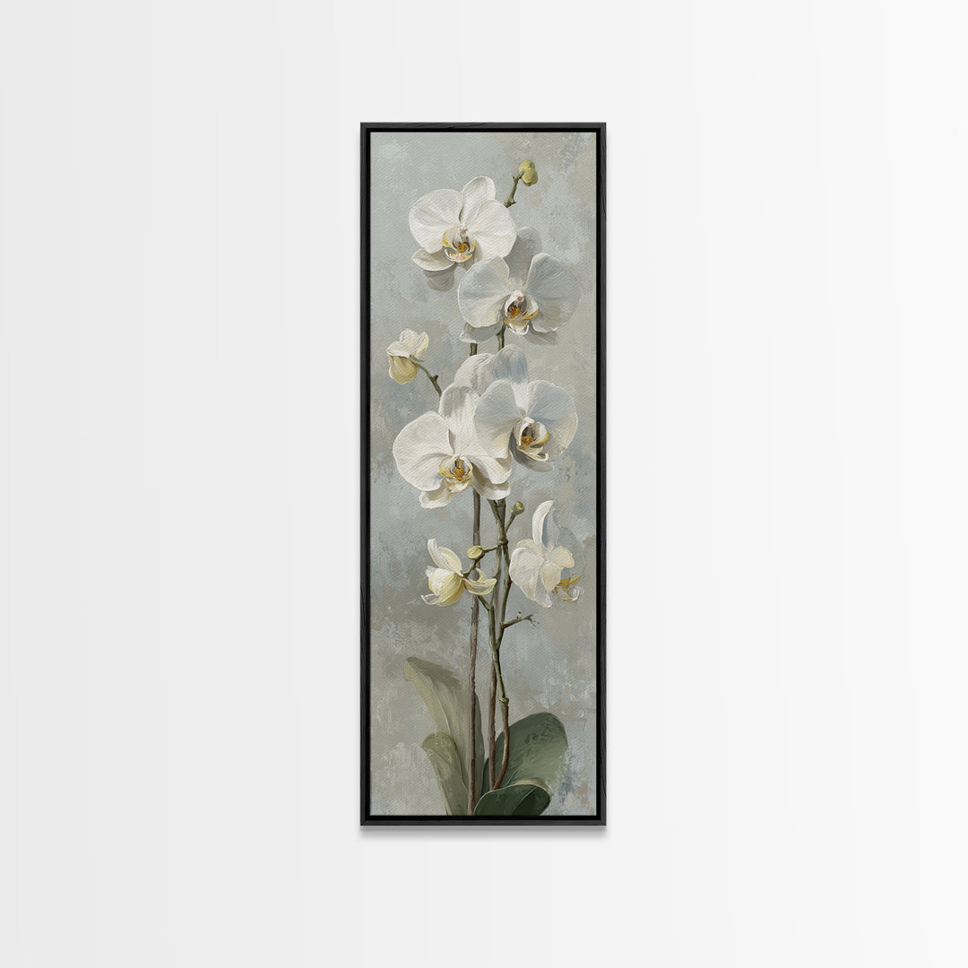 White Orchid on Light Gray Ground Canvas Print, Waiting Room Art, Bedroom Decor, Waiting Room Decor, Fine Art, Calm, Abstract, WRA-1x3-43