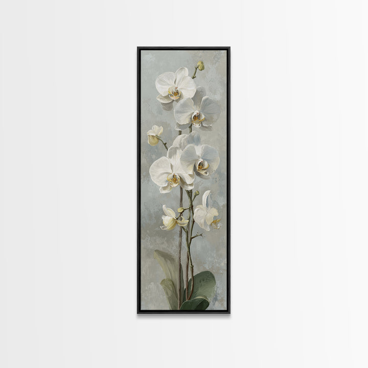 White Orchid on Light Gray Ground Canvas Print, Waiting Room Art, Bedroom Decor, Waiting Room Decor, Fine Art, Calm, Abstract, WRA-1x3-43
