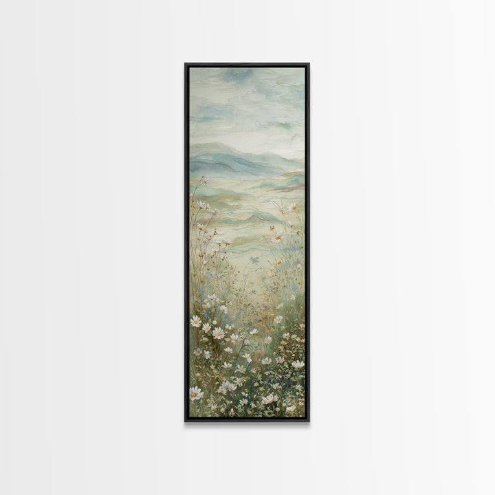 Sunlit Meadow with Wildflowers Canvas Print, Waiting Room Art, Contemporary Art, Waiting Room Decor, Oil Painting, Calm, WRA-1x3-44