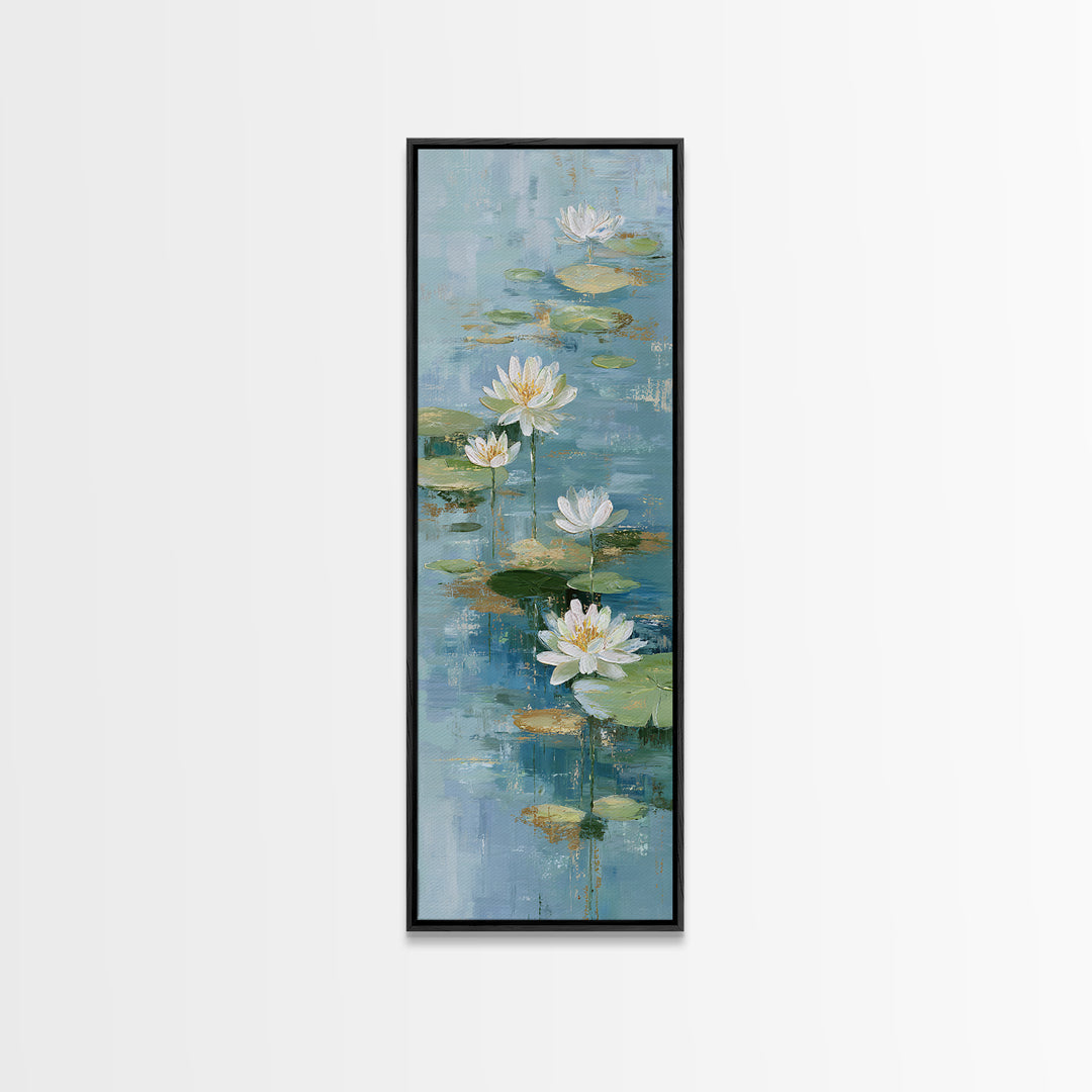 Lotus Flower on Still Water Canvas Print, Waiting Room Art, Minimalist Wall Art, Waiting Room Decor, Fine Art, Calm, Dental Art, WRA-1x3-51