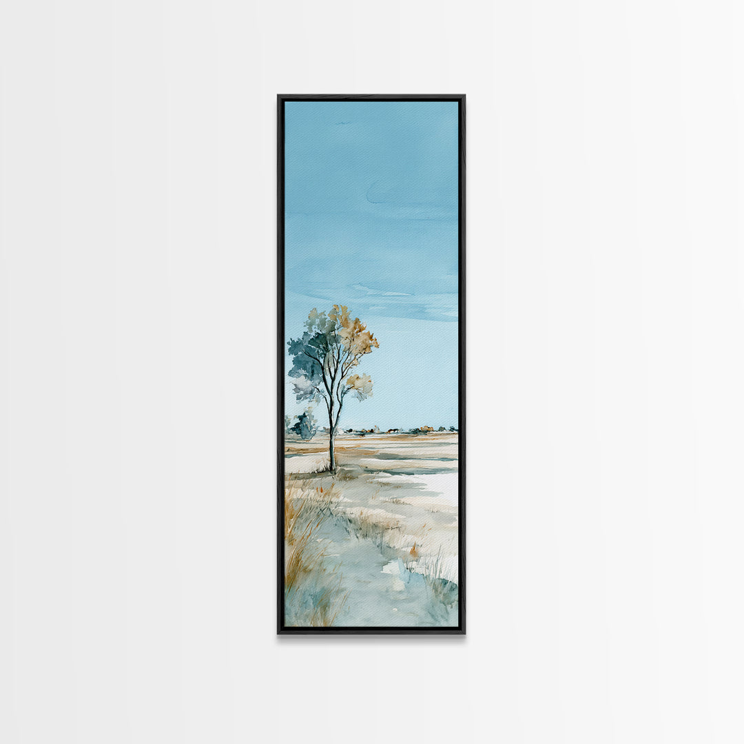 Open Field with Distant Tree Canvas Print, Waiting Room Art, Living Room Wall Art, Waiting Room Decor, Fine Art, Calm, WRA-1x3-59